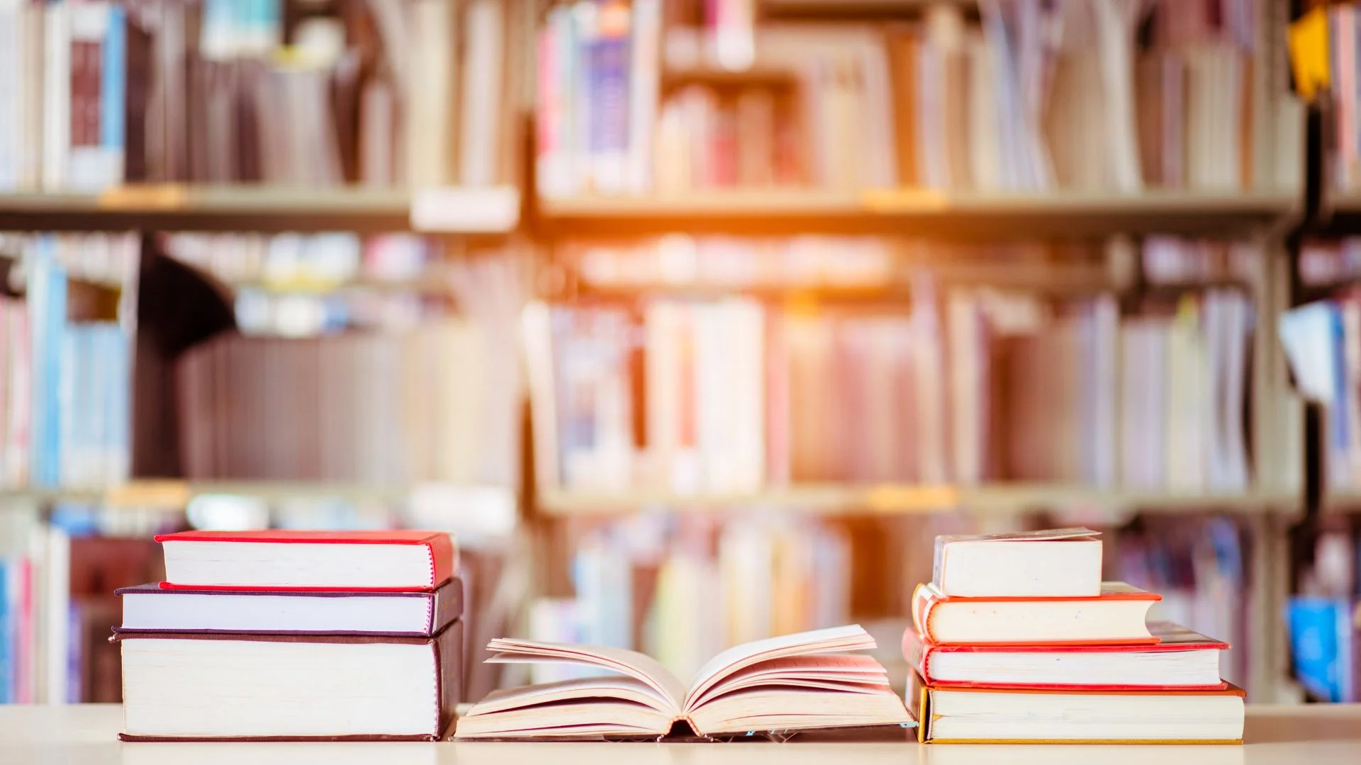biblioteka i książki na stole